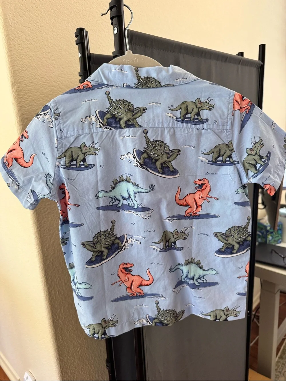 The Children's Place Light Blue Short-Sleeve Dino Button-Down Shirt